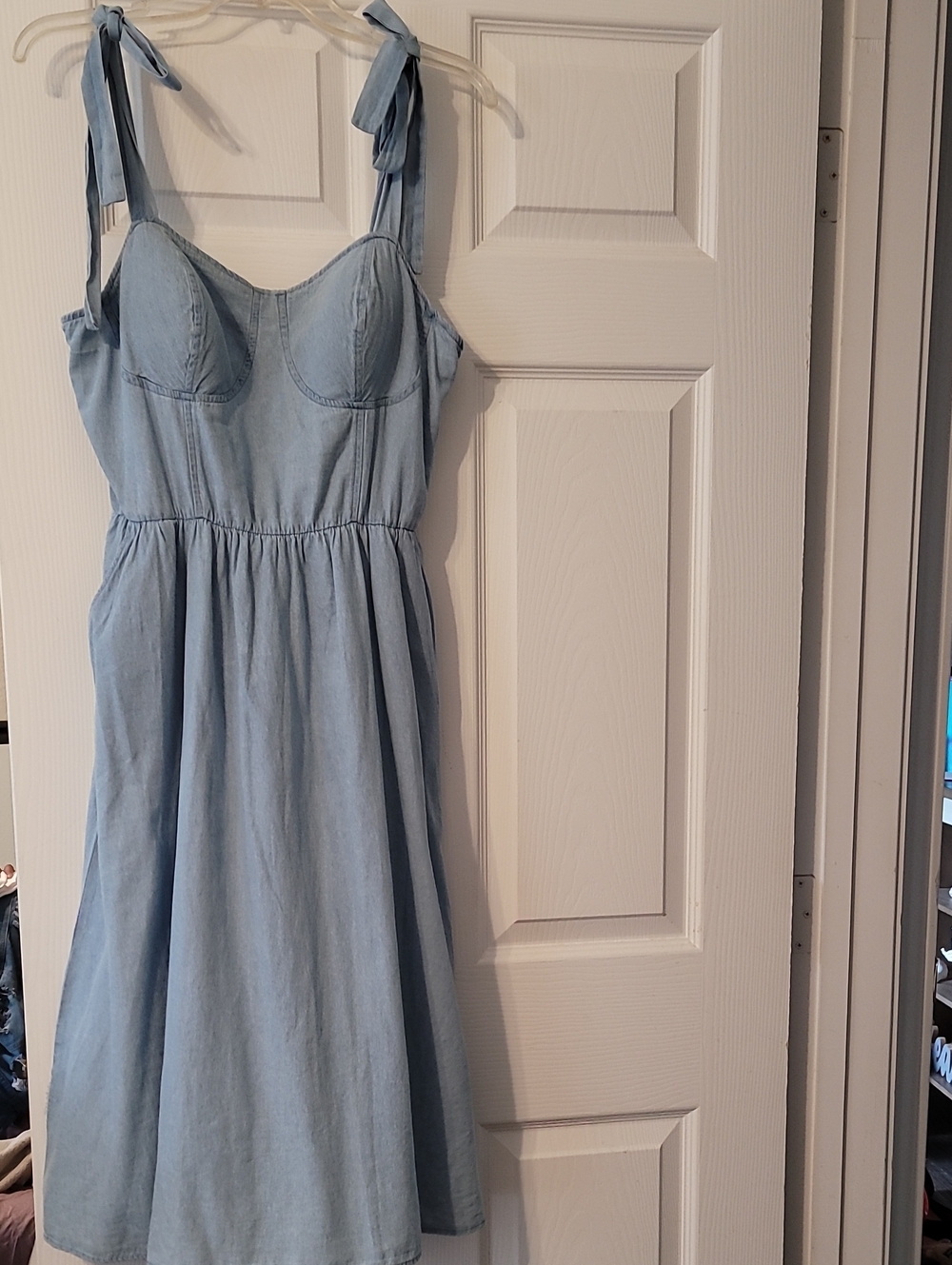 LC Lauren Conrad Light Blue Tie-Strap Midi Sundress
